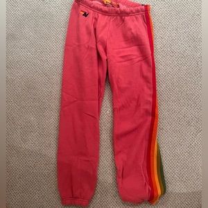 Aviator nation red rainbow stripe sweatpants
